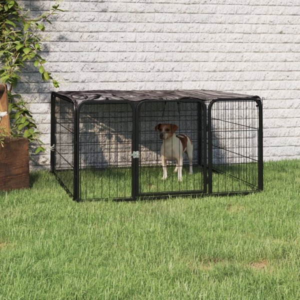 vidaXL Kojec dla psa, 4 panele, czarny, 100x50 cm, stalowy