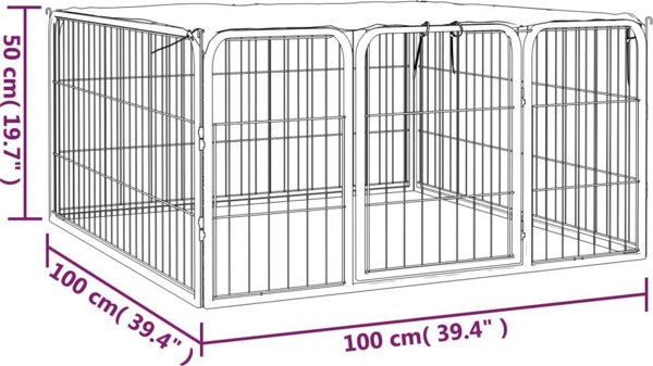 vidaXL Kojec dla psa, 4 panele, czarny, 100x50 cm, stalowy