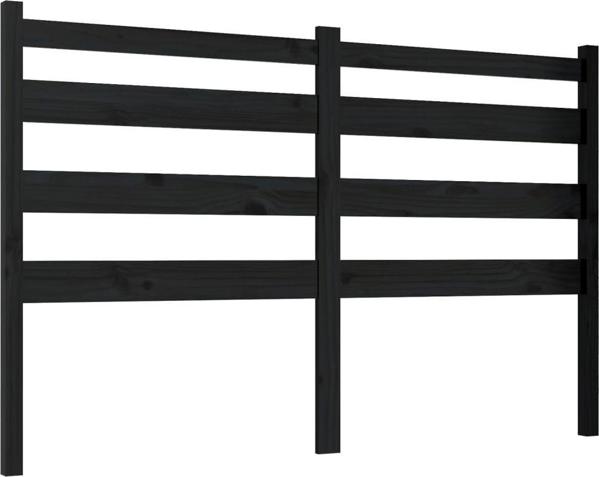 vidaXL Κεφαλάρι κρεβατιού, μαύρο, 126x4x100 cm, συμπαγές ξύλο πεύκου