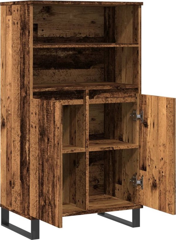 vidaXL Wysoka szafka, stare drewno, 60x36x110 cm