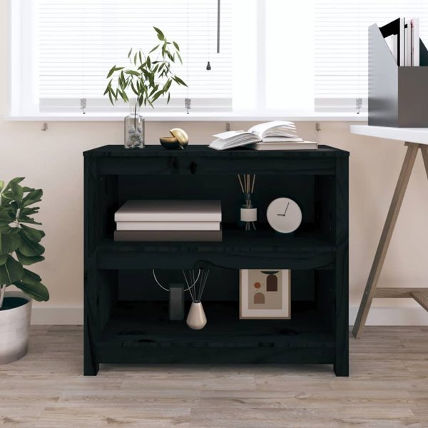 vidaXL Ραφιέρα βιβλίων, μαύρη, 80x35x68 εκ., από συμπαγές πεύκο