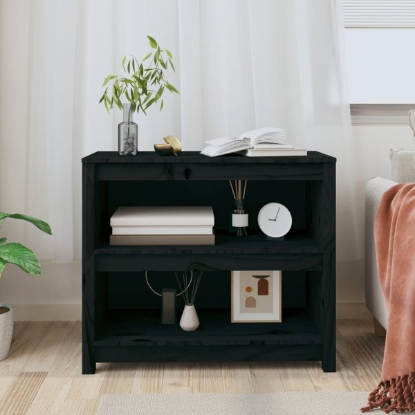 vidaXL Ραφιέρα βιβλίων, μαύρη, 80x35x68 εκ., από συμπαγές πεύκο