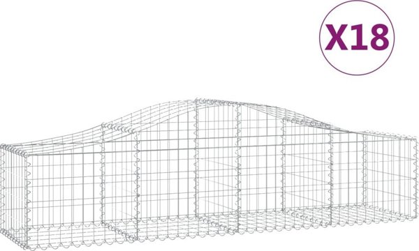 vidaXL Σετ 18 Γκαμπιόν Καλάθια από Γαλβανισμένο Σίδερο 200x50x40/60cm