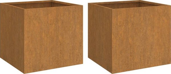 vidaXL Donice, 2 szt., szare, 42x40x39 cm, stal kortenowska