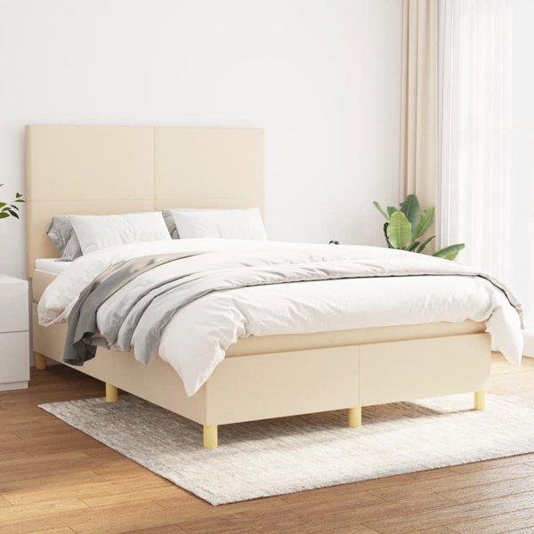 vidaXL Κρεβάτι κοντινεντάλ με στρώμα κρεμ 140x200 εκ.