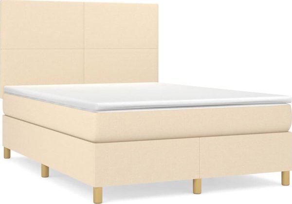 vidaXL Κρεβάτι κοντινεντάλ με στρώμα κρεμ 140x200 εκ.