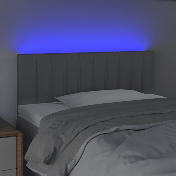 vidaXL Zaglowek do lozka z LED, jasnoszary, 80x5x78/88 cm, tkanina