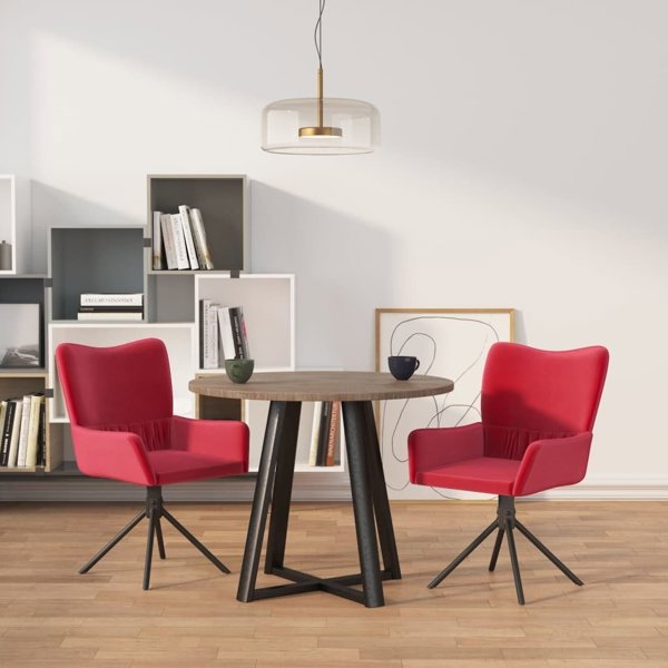 vidaXL Σετ 2 περιστρεφόμενες καρέκλες τραπεζαρίας, κόκκινο βιολετί, βελούδινο
