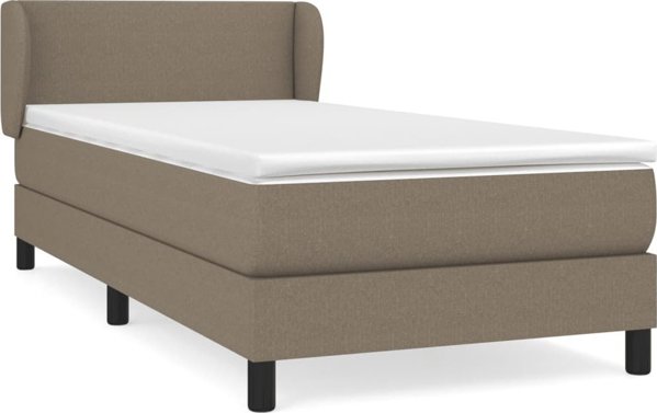 vidaXL Κρεβάτι κοντινεντάλ με στρώμα, μπεζ (taupe), ύφασμα, 90x190 εκ.