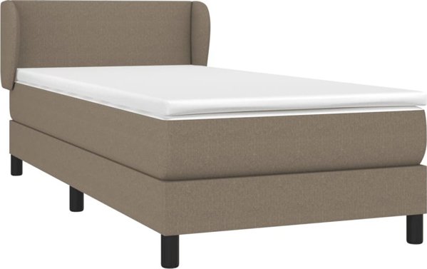 vidaXL Κρεβάτι κοντινεντάλ με στρώμα, μπεζ (taupe), ύφασμα, 90x190 εκ.