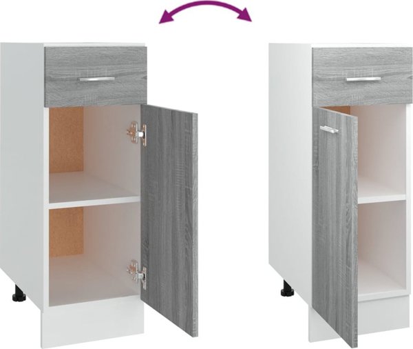vidaXL Κάτω ντουλάπι με συρτάρι γκρι δρυς Sonoma 30x46x81,5 εκ.
