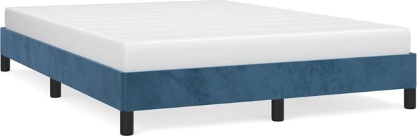 vidaXL Rama κρεβατιού, σκούρο μπλε, 140x190 εκ., βελούδινη