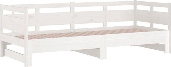 vidaXL Λευκό επεκτεινόμενο κρεβάτι από μασίφ ξύλο πεύκου, 2x(90x190) εκ.