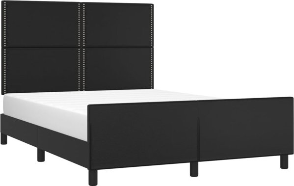 vidaXL Rama κρεβατιού με κεφαλάρι, μαύρο, 140x190 cm, με τεχνητό δέρμα