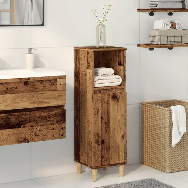vidaXL Ντουλάπι Μπάνιου από Μασίφ Παλιό Ξύλο, 30x30x100 cm