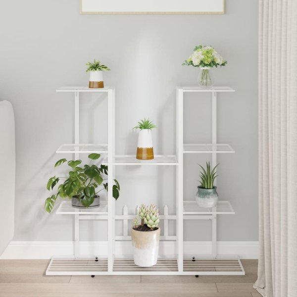 vidaXL Σταντ για λουλούδια, λευκό, 94,5x25x89 εκ, σίδερο