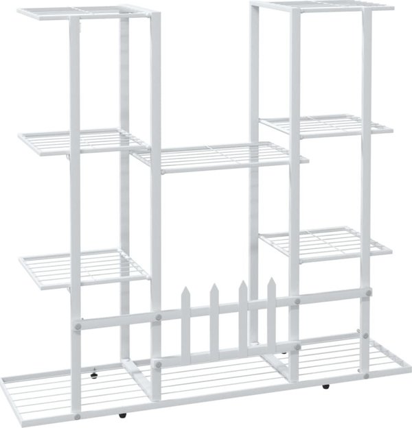 vidaXL Σταντ για λουλούδια, λευκό, 94,5x25x89 εκ, σίδερο