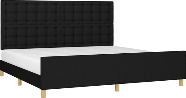 vidaXL Μαύρο Κρεβάτι με Υφασμάτινο Κεφαλάρι 200x200 εκ