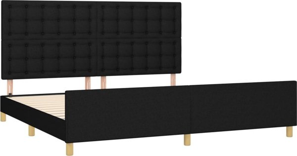 vidaXL Μαύρο Κρεβάτι με Υφασμάτινο Κεφαλάρι 200x200 εκ