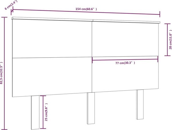 vidaXL Κεφαλάρι κρεβατιού από μασίφ πεύκο, 154x6x82,5 cm