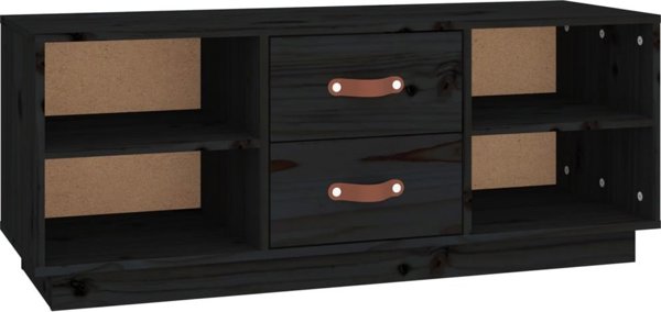 vidaXL vidaXL Szafka pod TV, czarna, 100x34x40 cm, lite drewno sosnowe