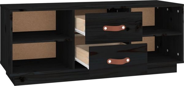 vidaXL vidaXL Szafka pod TV, czarna, 100x34x40 cm, lite drewno sosnowe
