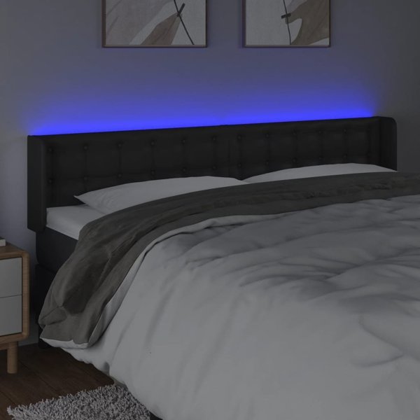 vidaXL Κεφαλάρι κρεβατιού με LED, μαύρο, 183x16x78/88cm, τεχνητό δέρμα