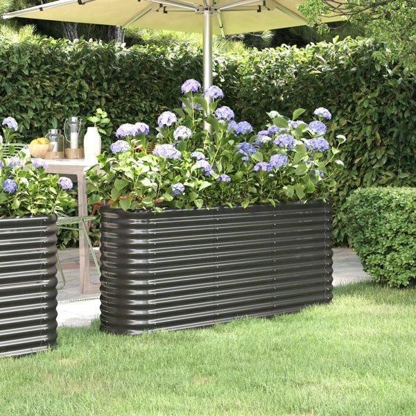 vidaXL vidaXL Donica ogrodowa, malowana proszkowo stal, 152x40x68, antracyt