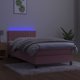 vidaXL Κρεβάτι κοντινεντάλ με στρώμα και LED, ροζ βελούδο, 100x200 εκ.