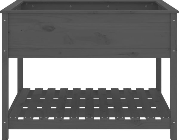 vidaXL Ζαρντινιέρα με ραφιέρα, γκρι, 111,5x111,5x81 εκ., μασίφ πεύκο