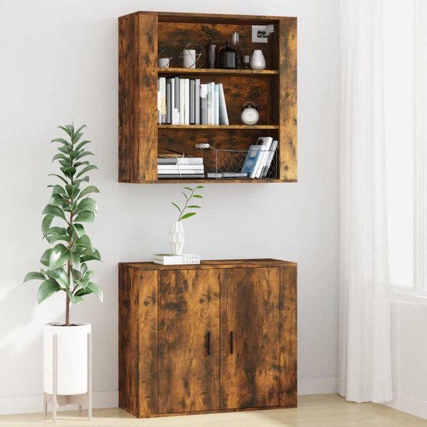 vidaXL Επιτοίχια ντουλάπα, καπνισμένος δρυς, 80x33x80 cm