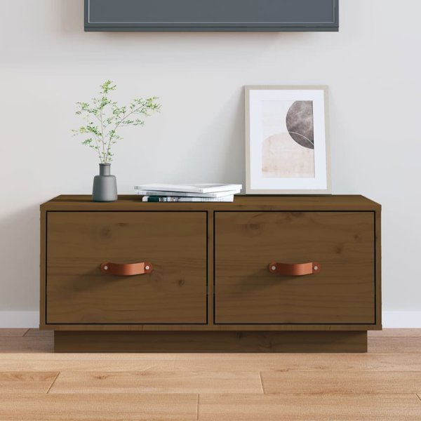 vidaXL Έπιπλο τηλεόρασης μελιτζανί καφέ 80x34x35 cm από ξύλο πεύκου