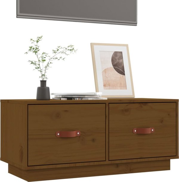 vidaXL Έπιπλο τηλεόρασης μελιτζανί καφέ 80x34x35 cm από ξύλο πεύκου