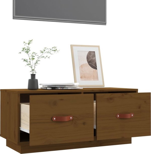 vidaXL Έπιπλο τηλεόρασης μελιτζανί καφέ 80x34x35 cm από ξύλο πεύκου