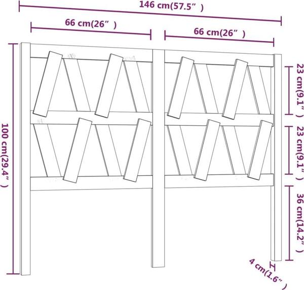 vidaXL Κεφαλαρι κρεβατιου, 146x4x100 cm, ελαφρυ ξυλο πευκου