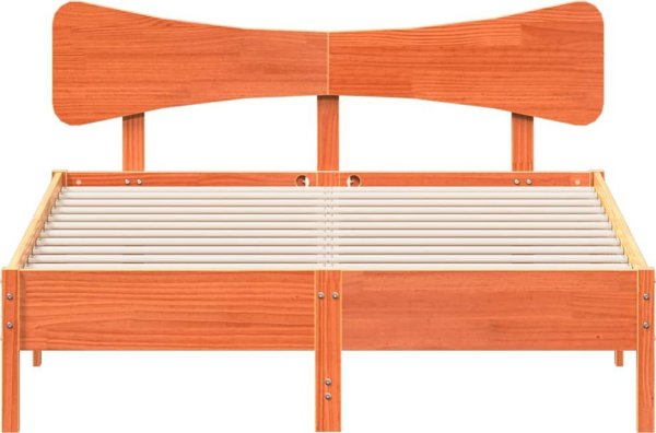 vidaXL Rama κρεβατιού χωρίς στρώμα, κερωμένο καφέ, 140x190 εκ, μασίφ πεύκο