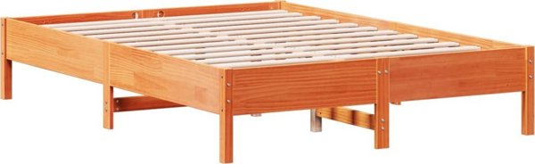 vidaXL Rama κρεβατιού χωρίς στρώμα, κερωμένο καφέ, 140x190 εκ, μασίφ πεύκο