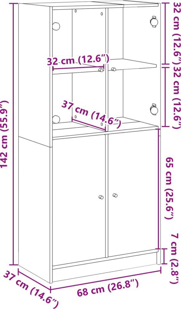vidaXL Ντουλάπι με Πόρτες Sonoma Δρυς 68x37x142 εκ.