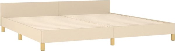 vidaXL Πλαίσιο κρεβατιού με κεφαλάρι εκρού, 200x200 cm, επενδυμένο με ύφασμα