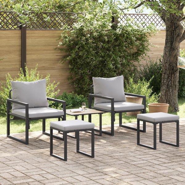 vidaXL VidaXL Meble ogrodowe 4 pcs 2-Liczba miejsc Jasnoszary Poliester