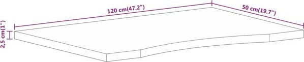 vidaXL Πάγκος γραφείου με κοπή, 120x50x2,5 εκ, ξύλο μάνγκο ακατέργαστο