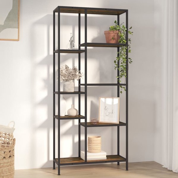 vidaXL Βιβλιοθήκη, 80x30x180 εκ, ατσάλι και ξύλινη σύνθεση