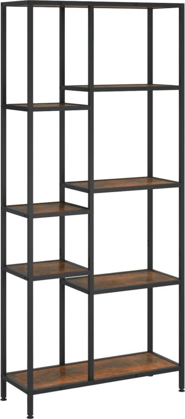 vidaXL Βιβλιοθήκη, 80x30x180 εκ, ατσάλι και ξύλινη σύνθεση