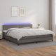 vidaXL Κρεβάτι Κοντινένταλ με Στρώμα και LED, Γκρι Συνθετικό Δέρμα, 200x200cm
