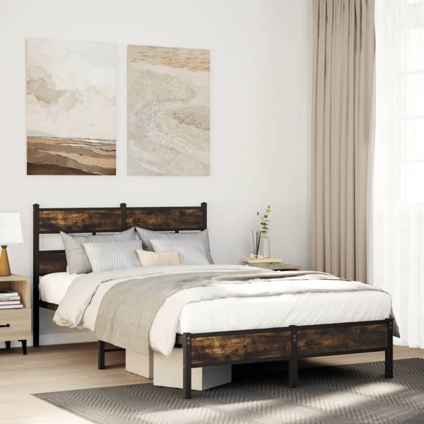 vidaXL κρεβάτι με κεφαλάρι, δρυς sonoma, 120x190 cm, χωρίς στρώμα