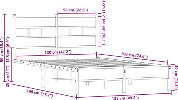 vidaXL κρεβάτι με κεφαλάρι, δρυς sonoma, 120x190 cm, χωρίς στρώμα
