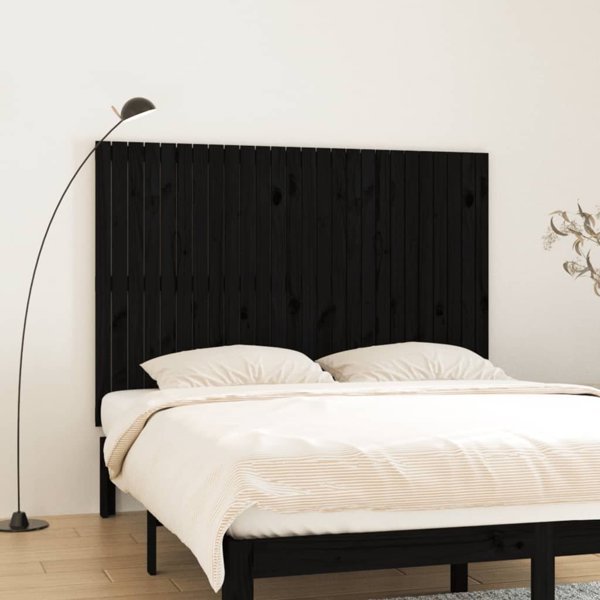 vidaXL Μαύρο κεφαλάρι κρεβατιού, 166x3x110 cm, μασίφ πεύκο