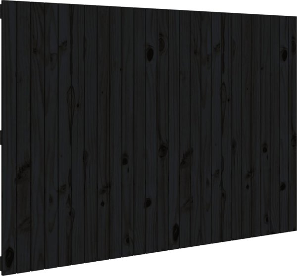 vidaXL Μαύρο κεφαλάρι κρεβατιού, 166x3x110 cm, μασίφ πεύκο