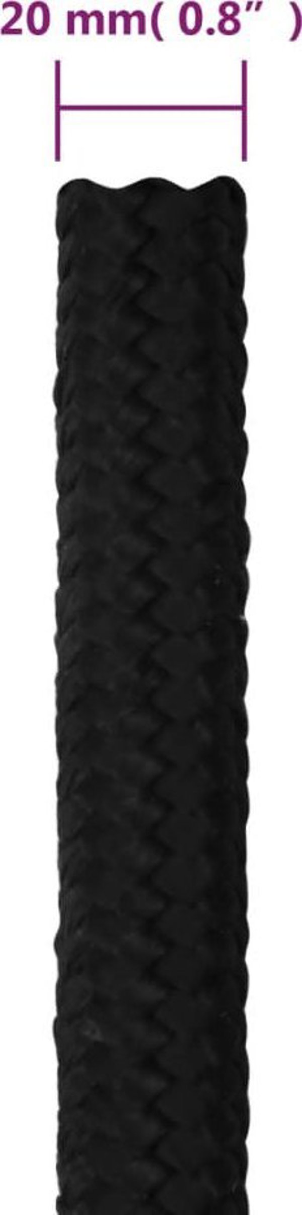 vidaXL vidaXL Linka robocza, czarna, 20 mm, 50 m, poliester