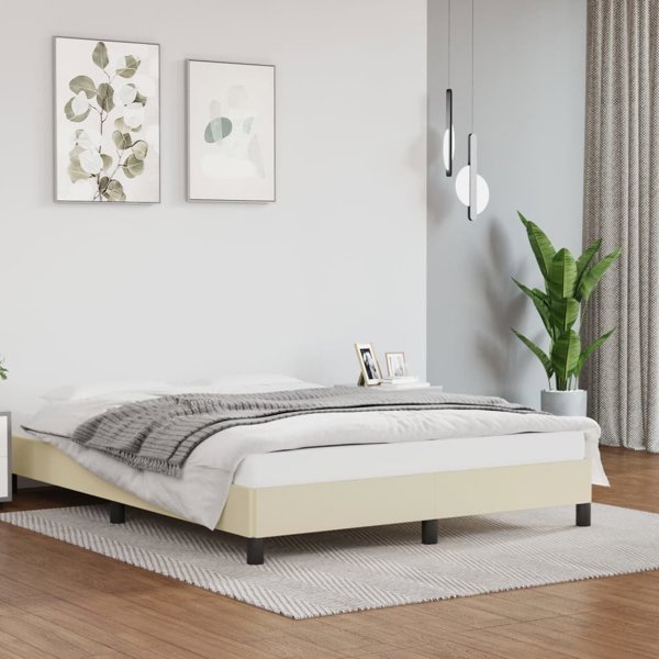 vidaXL Rama lozka kremowe 140x200 cm obite sztuczna skora